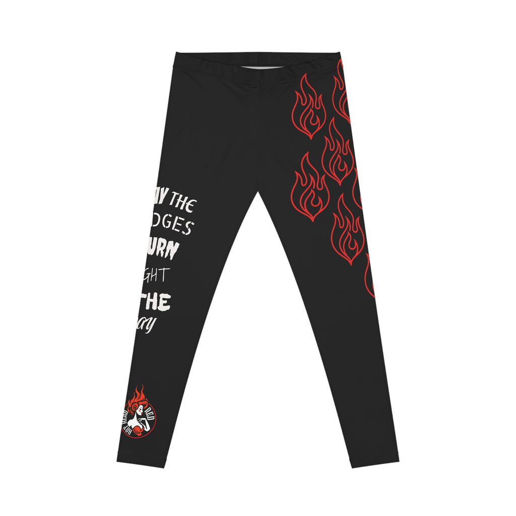 Flaming Edge Women's Leggings — Red Flame Graphic Casual Leggings