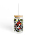 Sipper Glass with Hot Head Red Neon Leopard Design