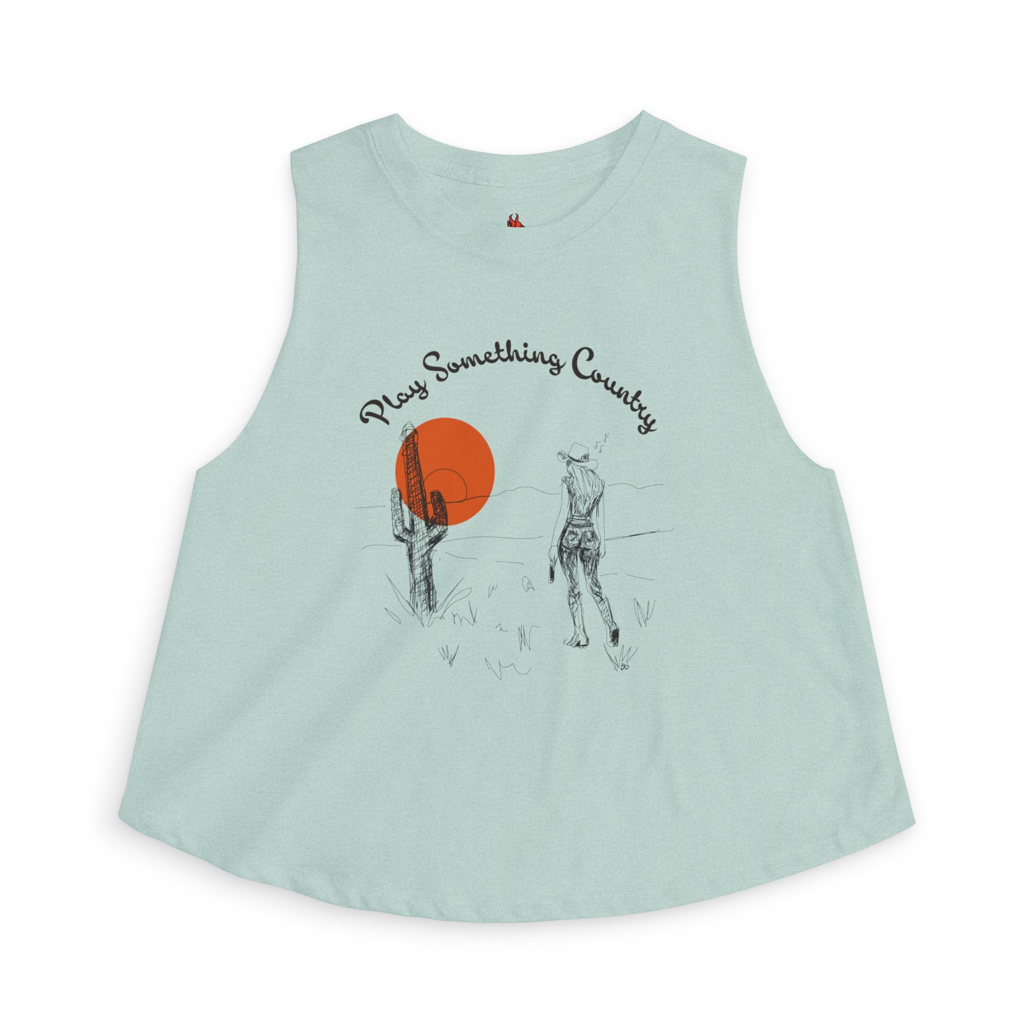 Country Sunset Crop Top — "Play Something Country" Graphic