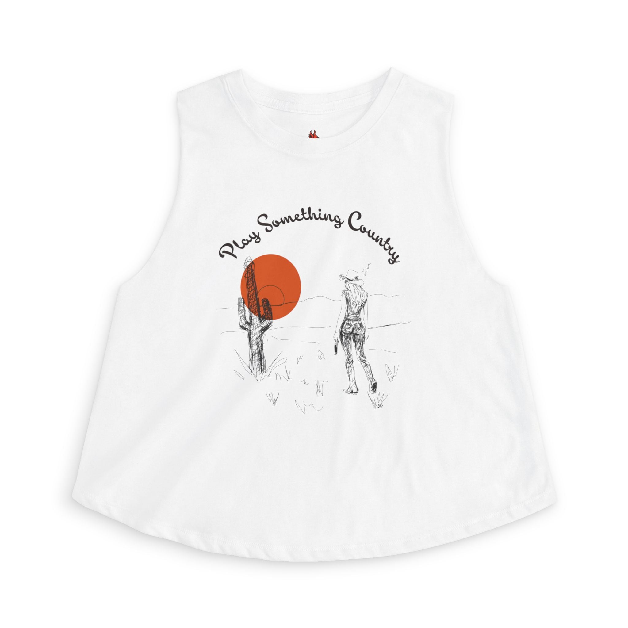 Country Sunset Crop Top — "Play Something Country" Graphic