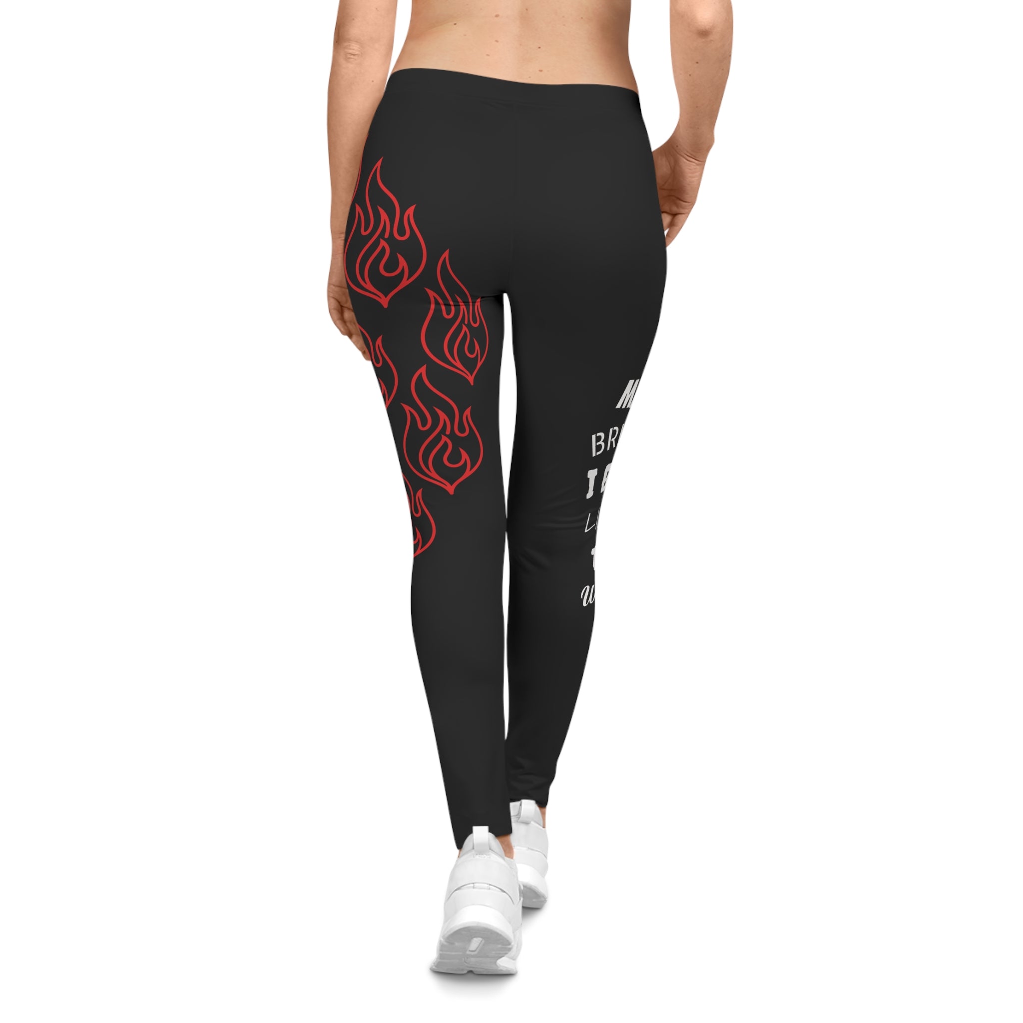 Flaming Edge Women's Leggings — Red Flame Graphic Casual Leggings