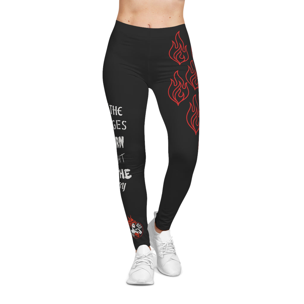 Flaming Edge Women's Leggings — Red Flame Graphic Casual Leggings