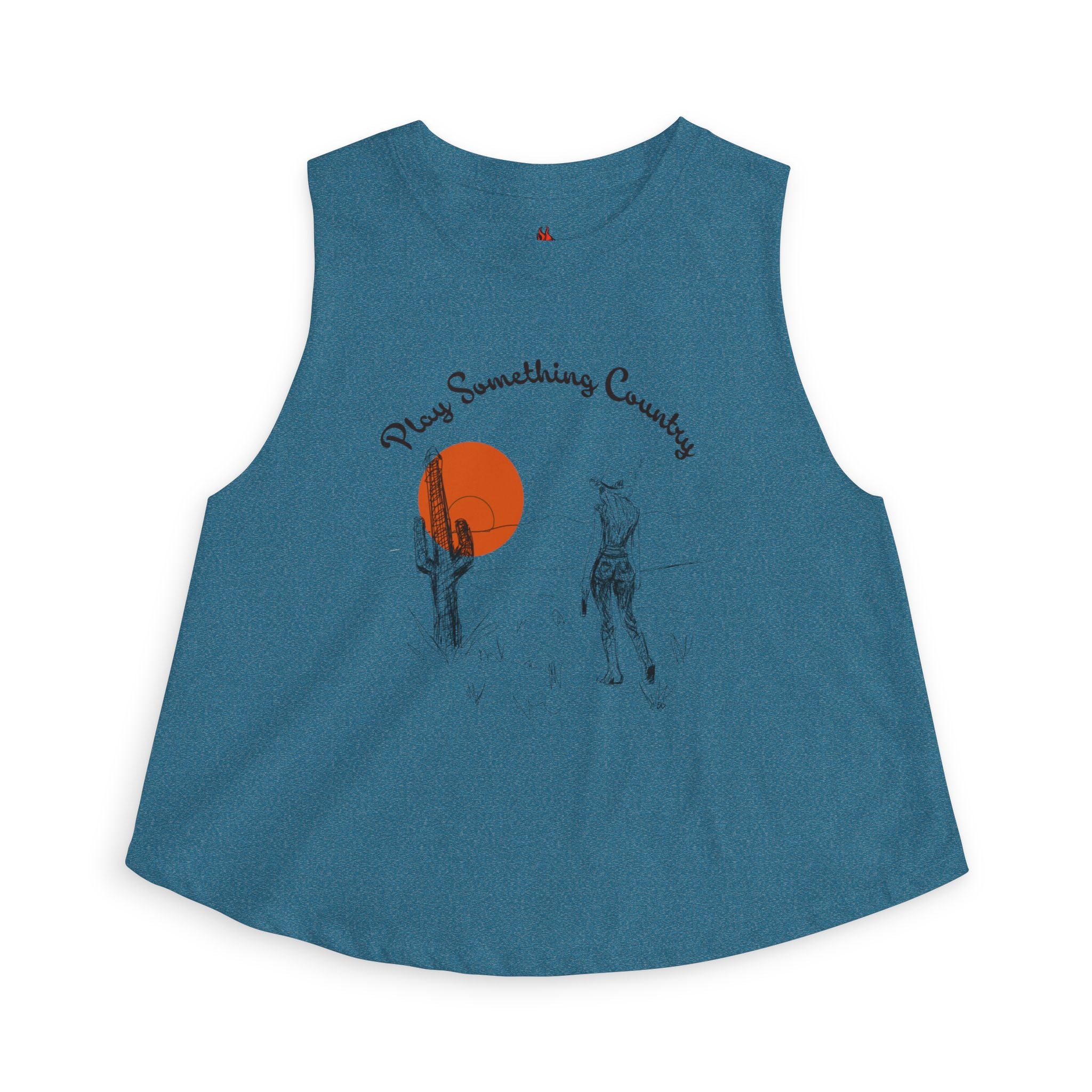 Country Sunset Crop Top — "Play Something Country" Graphic