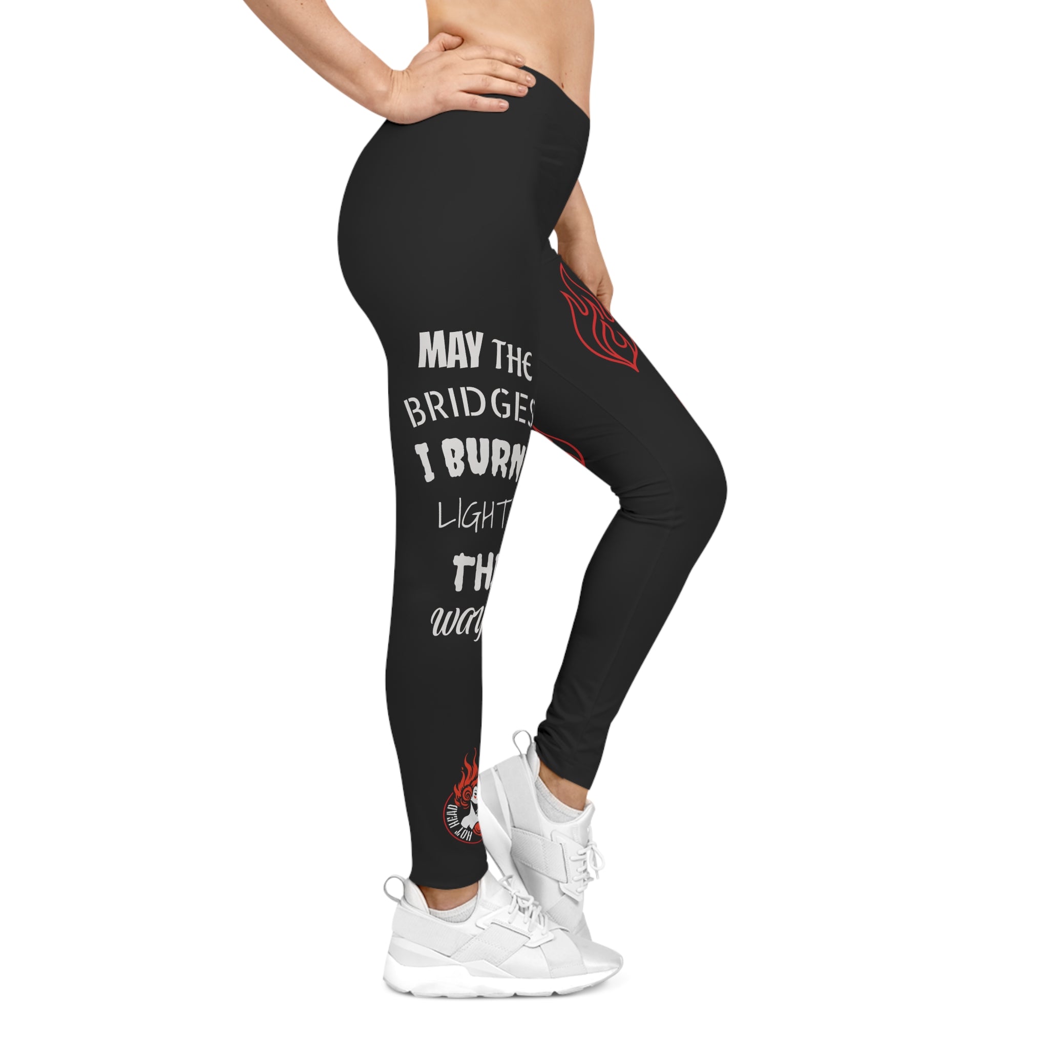Flaming Edge Women's Leggings — Red Flame Graphic Casual Leggings